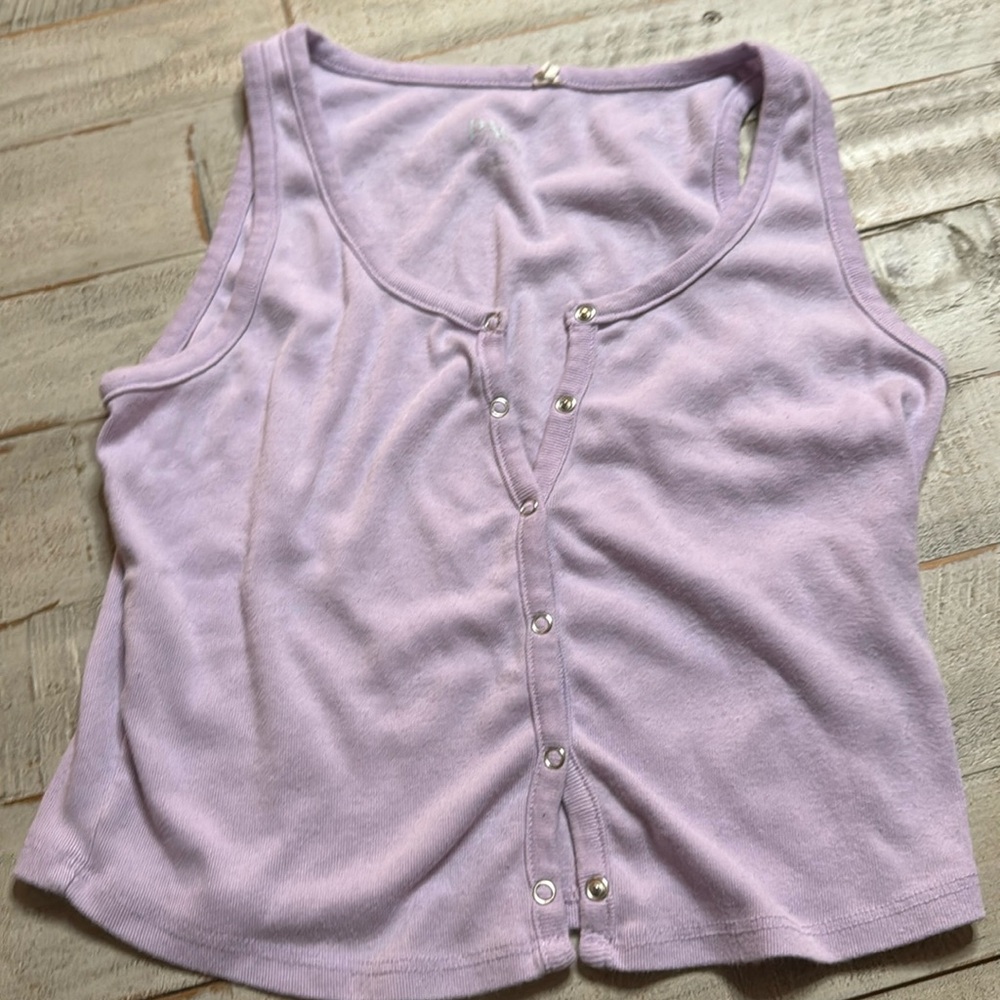 PAC L purple button down